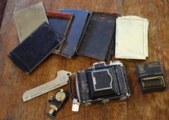 Quantity of vintage photographic camera plates, Zeiss Ikon camera etc