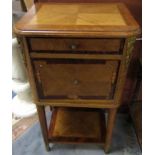 Reproduction French bedside cabinet, applied with gilt metal mounts and with drawer over cupboard