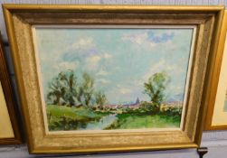 William Henry Ford, signed oil on board, "The River Tud at Hellesdon", 27 x 37cm