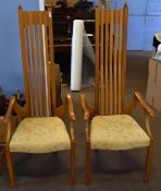 Pair of modern high backed designer chairs