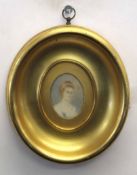 19th century English School portrait miniature, Portrait of a lady, 5 x 3cm