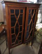 Edwardian mahogany china display cabinet, two astragal glazed doors enclosing fitted shelving (