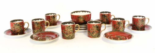Charlson China coffee set comprising eight coffee cans and saucers and sugar bowl