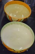 Two Art Deco bowls by Myott & Sons, both decorated in Art Deco Clarice Cliff style, one with pattern