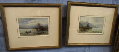 Emile A Krause, signed pair of watercolours, Lakeland scenes with castles (both titled), 8 x 13cm