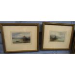 Emile A Krause, signed pair of watercolours, Lakeland scenes with castles (both titled), 8 x 13cm