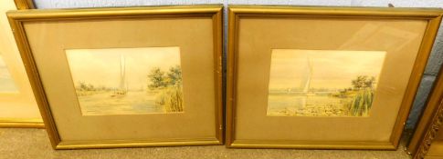 Lawrence Scantlebury, signed pair of watercolours, Broadland views, 18 x 25cm (2)