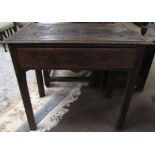 18th century and later oak side table, the top incised with geometric designs over a full width