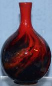 Small Doulton baluster flambe vase with a typical design, 7cm high