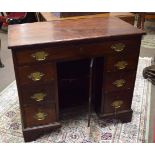 Mahogany Queen Anne style small desk, full width drawer over six further short drawers with