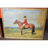 Pamela Edwards, signed and dated 1963, oil on canvas, Huntsman on horseback, 60 x 75cm