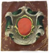 19th century English School oil on canvas, Coat of Arms, 31 x 29cm, cut and unstretched (a/f)
