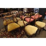 Harlequin set of 12 various Victorian balloon back dining chairs