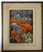 Richard E Clarke, signed watercolour, "Flowers", 33 x 23cm, Provenance: Royal Institute of