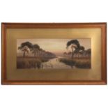 Joseph William Carey (1859-1937) Irish river landscape with angler, watercolour, signed lower lef,