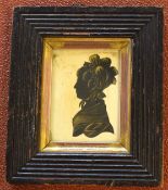 19th century bronzed silhouette profile of a lady, 7 x 5cm