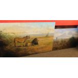 John G Mace, signed two oils on board, Leopards and Lions in landscapes, 41 x 61cm and 51 x 76cm,