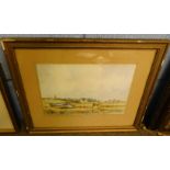 Charles E Hannaford, signed watercolour, Norfolk village, 19 x 27cm, together with two further