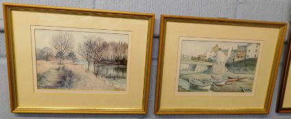 After Godfrey Arnison, pair of coloured prints, Sheringham and River Scene, 17 x 26cm (2)