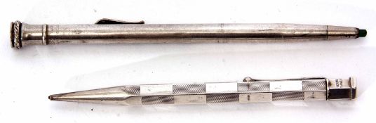 Mixed Lot: comprising a "Yard-o-Led" sterling silver cased hexagonal propelling pencil with engine