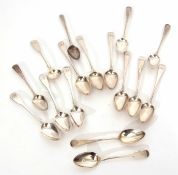 Mixed Lot: comprising six George IV Old English pattern tea spoons, London 1925, maker's mark RB,