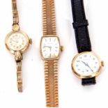 Mixed Lot: comprising a 9ct gold ladies Tissot dress watch, the jewelled movement to a signed and
