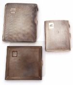 Mixed Lot: comprising three various hallmarked silver cigarette cases, each of hinged and sprung