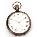 First quarter of 20th century silver cased open face keyless lever watch, Omega, 5457589, the