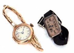 Mixed Lot: comprising a 9ct gold ladies wrist watch, the jewelled movement with bi-metallic cut