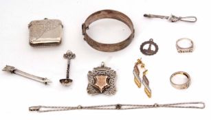 Mixed Lot: comprising a hallmarked vesta case of hinged and sprung square form together with