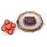 Mixed Lot: antique chalcedony memorium brooch, the centre applied with a hair panel, surrounded by