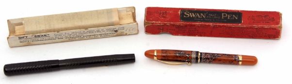 Mixed Lot: comprising a black cased Mabie Todd & Co Ltd "Swan" self-filling pen, 2 S-F Med, the
