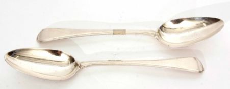 Two George III Old English thread pattern table spoons, length 22cm, combined weight approx