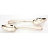 Two George III Old English thread pattern table spoons, length 22cm, combined weight approx