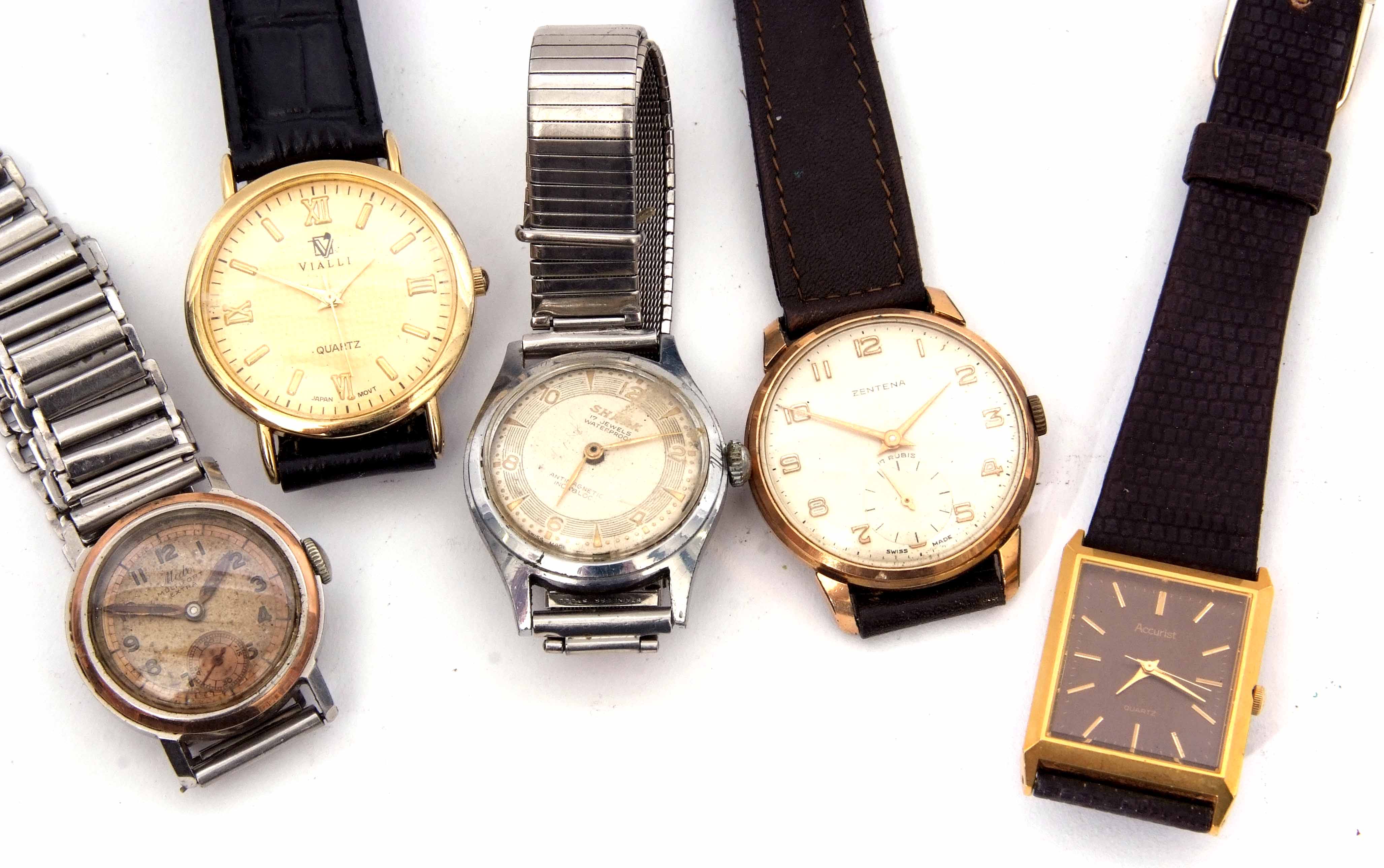 Mixed Lot: comprising five various wrist watches including Zentena, Vialli, Accurist, Mido, and - Image 2 of 2