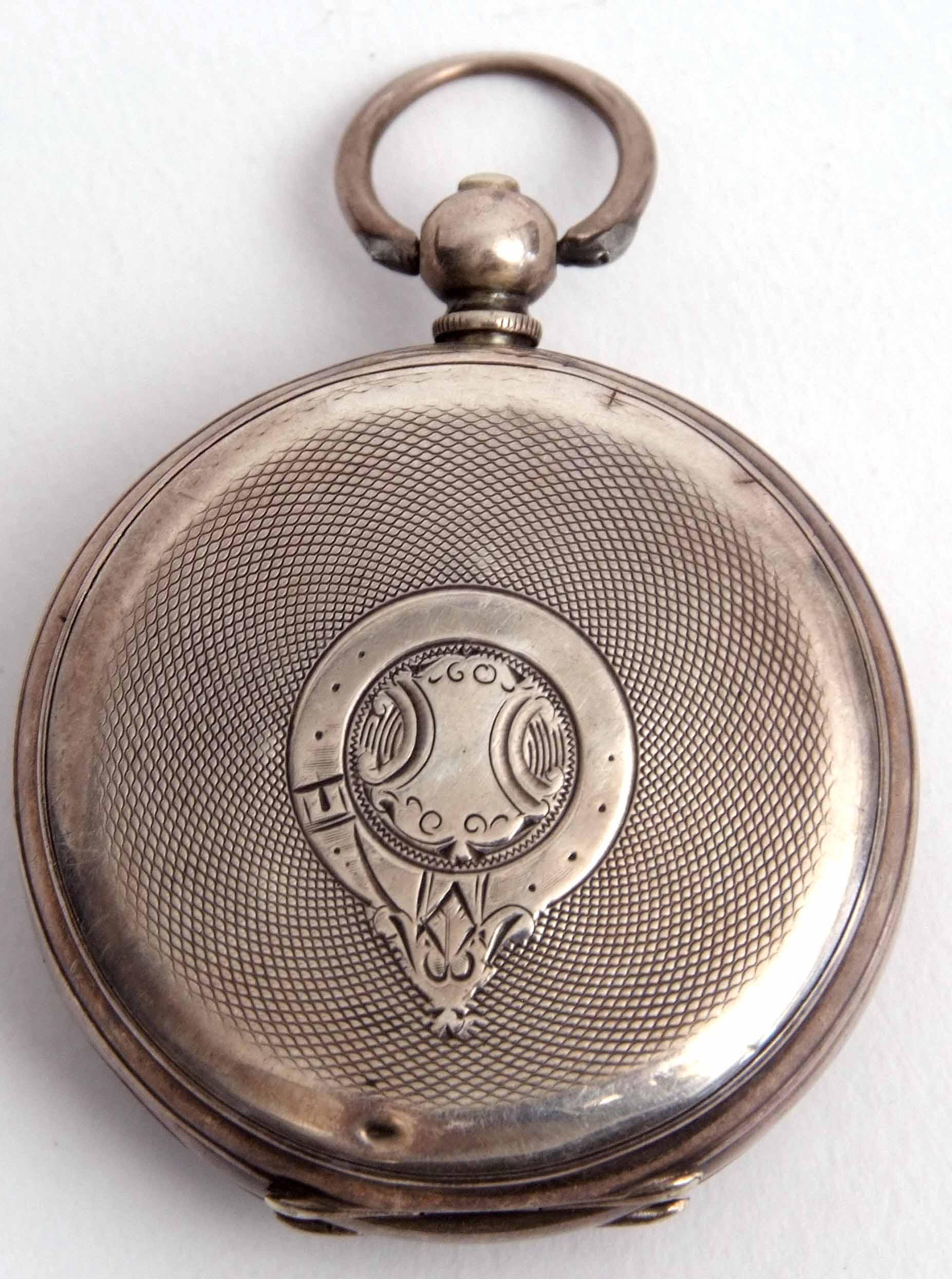 Late 19th/early 20th century Swiss silver cased open face cylinder watch, the frosted three- - Image 2 of 2