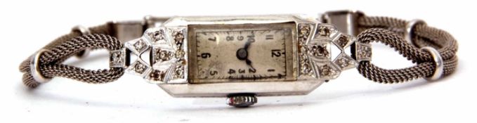 Early 20th century mixed metal ladies cocktail watch, the Swiss 15-jewel movement to a silvered