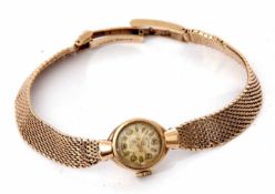 Mid-20th century 9ct gold ladies wrist watch and bracelet, Rotary, the jewelled movement to a signed