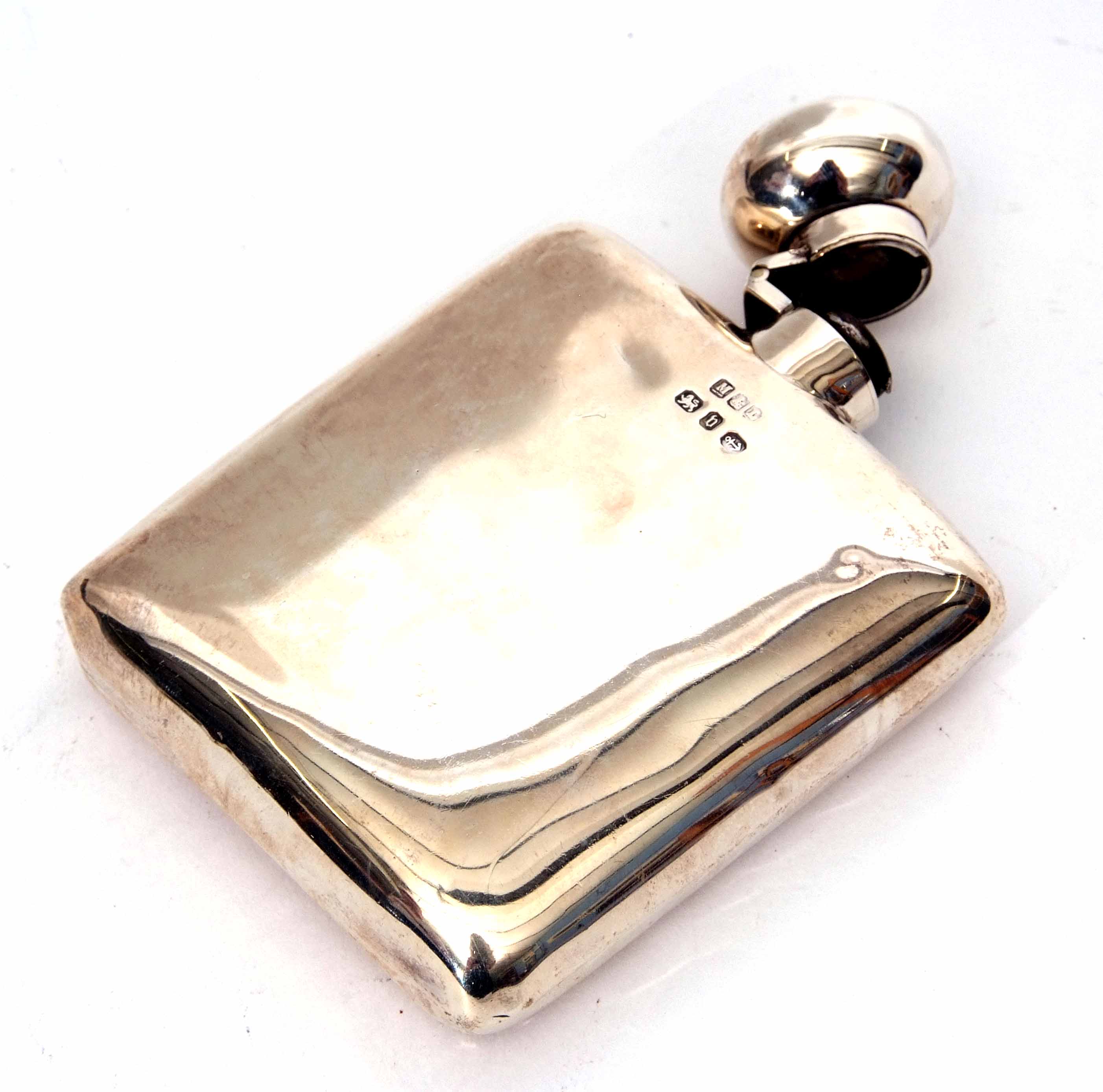 Late Victorian hip flask of shaped square form with hinged cover with bayonet type fitting, height - Image 2 of 2