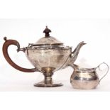 Mixed Lot: comprising a George VI bachelor's tea pot of faceted circular form with hinged and