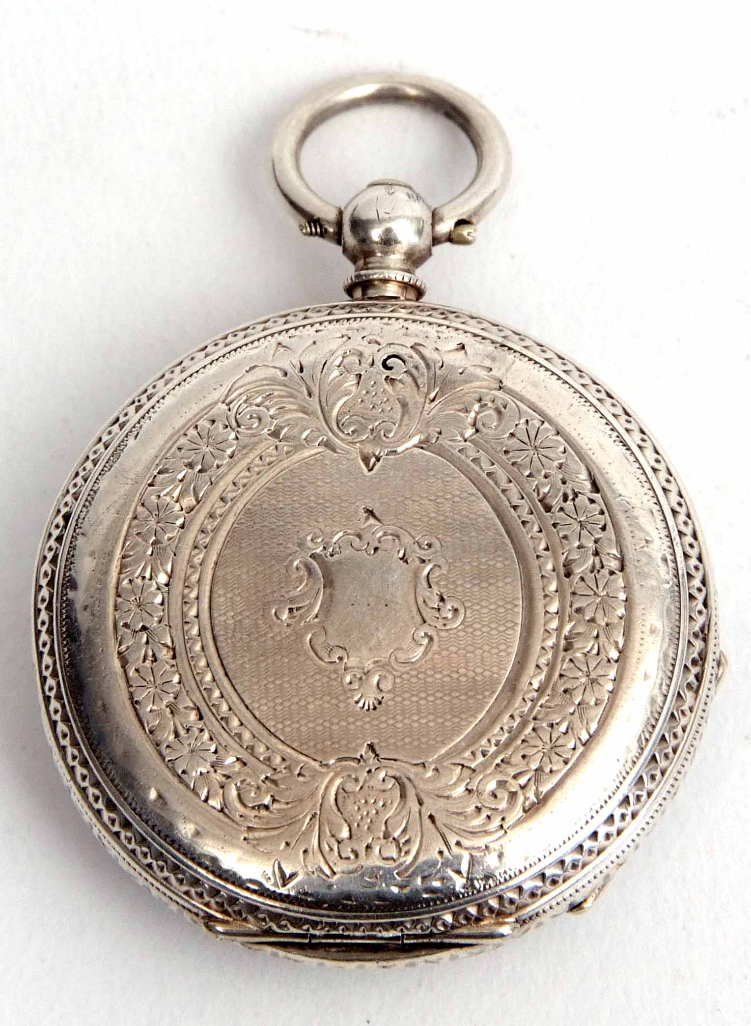 Late 19th century silver cased open face fob watch, the Swiss frosted and jewelled movement with - Image 2 of 2