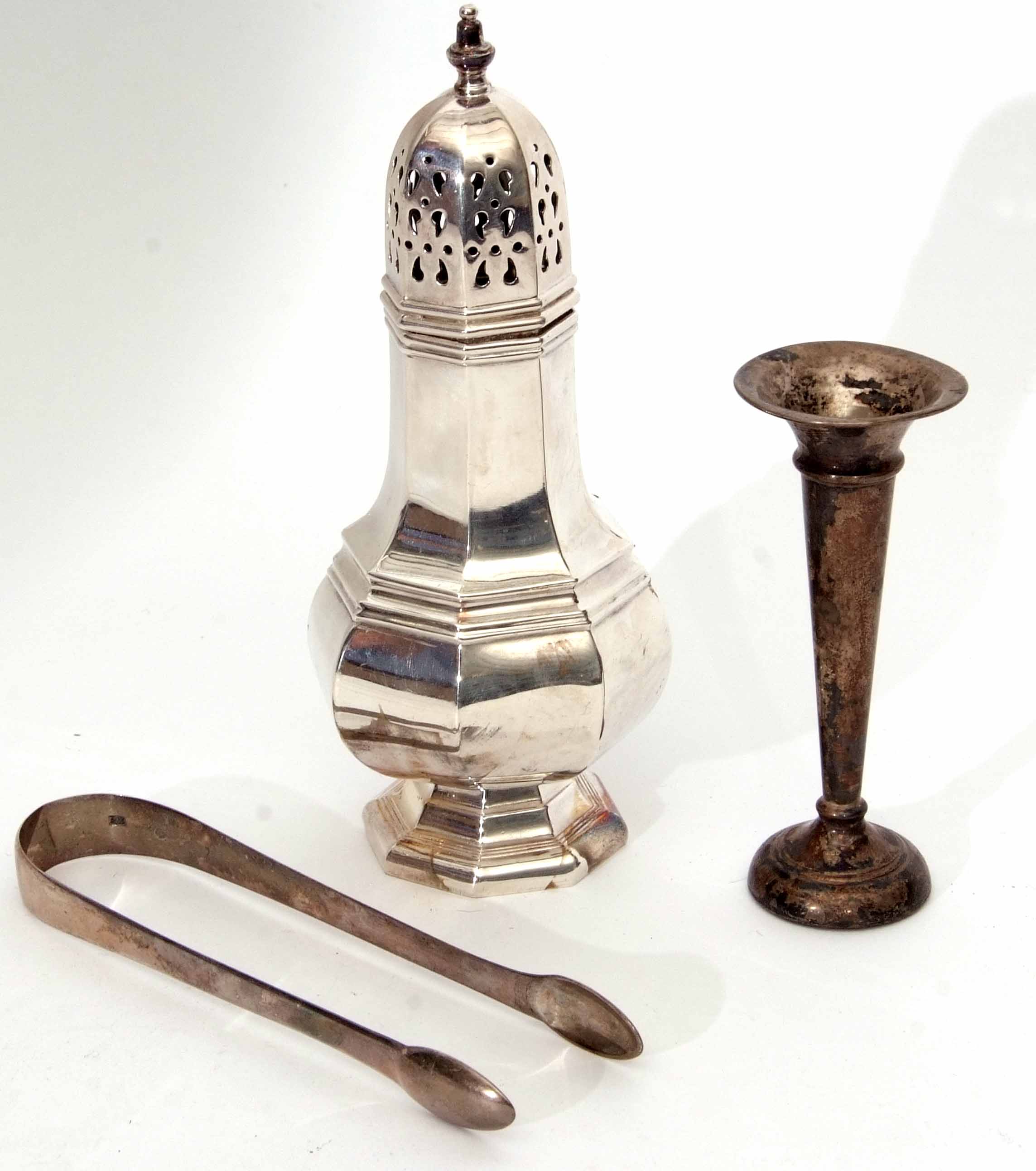 Mixed Lot: comprising a Whitby plate table caster of faceted baluster form, together with a