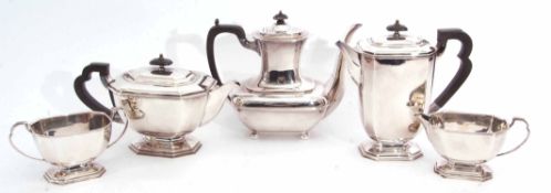 Mixed Lot: comprising an electro-plated four piece tea set comprising tea pot, hot water pot,