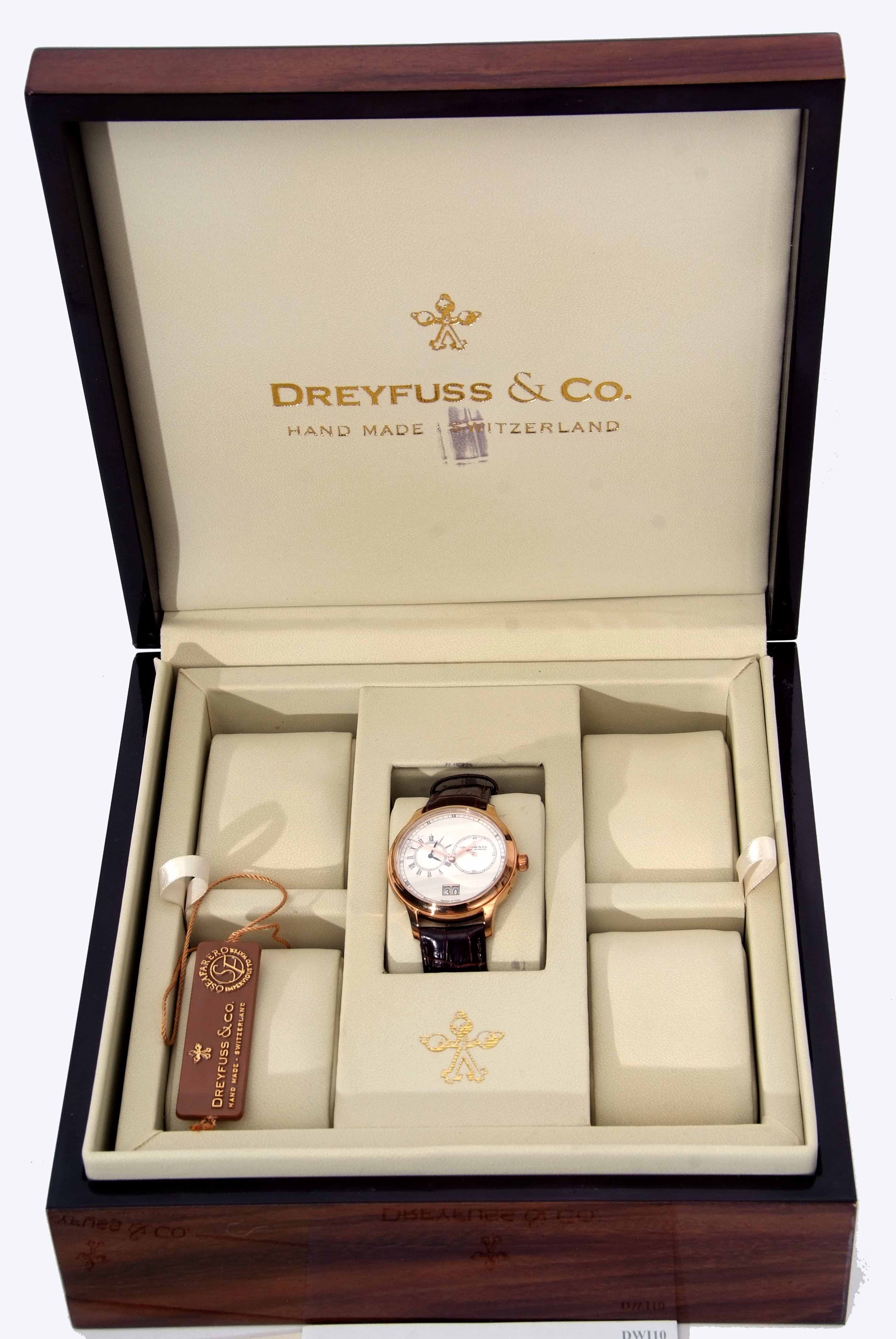 Modern gold plated calendar wrist watch, Dreyfuss & Co, the movement (unseen) to an engine turned - Image 2 of 4