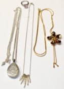 Mixed Lot: Kit Heath necklace, a design featuring five individual torpedo shaped drops with textured