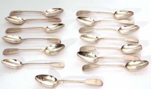 Mixed Lot: comprising eight George IV Fiddle pattern tea spoons, initialled, London 1829, maker's