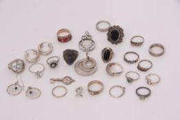 Mixed Lot: mainly white metal jewellery to include rings, pendants etc