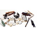 Mixed Lot: comprising various modern wrist watches together with assorted pocket watch parts, cases,