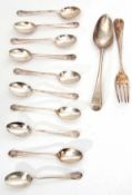 Mixed Lot: comprising ten Queen Anne pattern tea spoons, length 11cm, Sheffield 1920, maker's mark