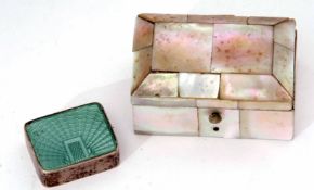 Mixed Lot: comprising a late 19th century mother of pearl mounted sewing compendium modelled in